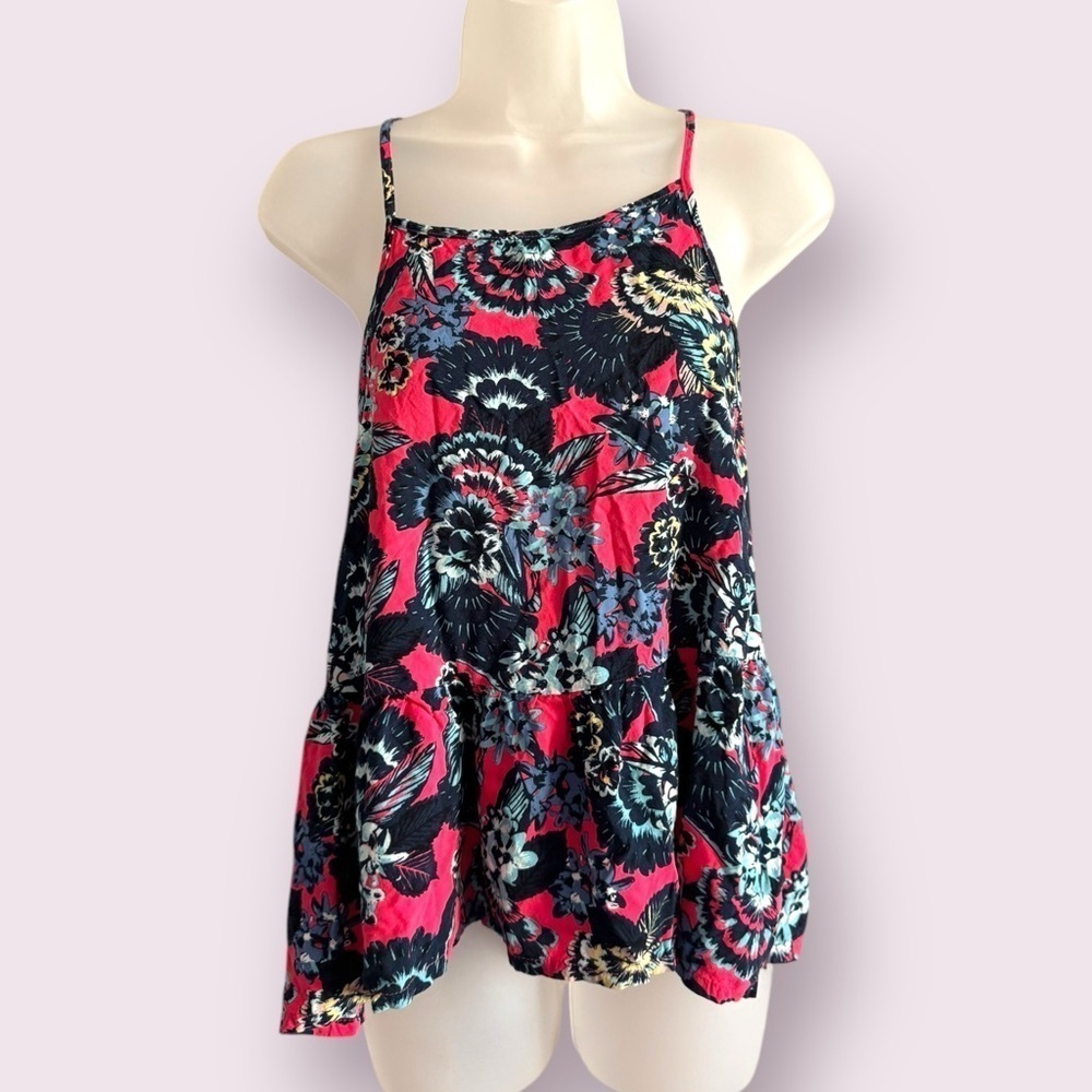 Roxy Floral Tropical Tank Top Flowy Sleeveless Beach Size S